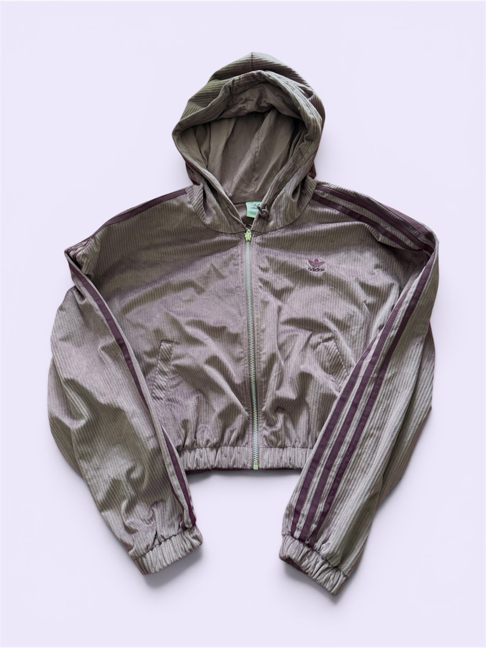adidas Originals Lilac Velvet Corduroy Hooded Track Jacket & Joggers - Picture 2 of 9